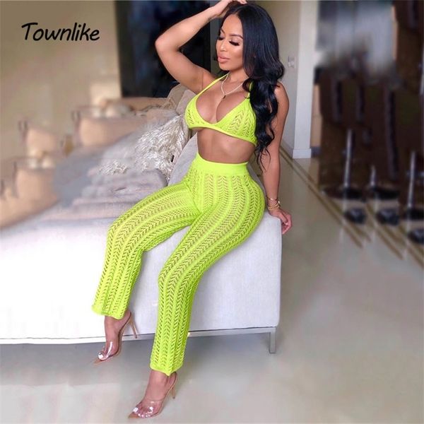 townlike hollow out two piece set spaghetti strap crop and long pants 2020 knitting summer 2 piece set women outfits t200821, White
townlike hollow out two piece set spaghetti strap crop and long pants 2020 knitting summer 2 piece set women outfits t200821, White