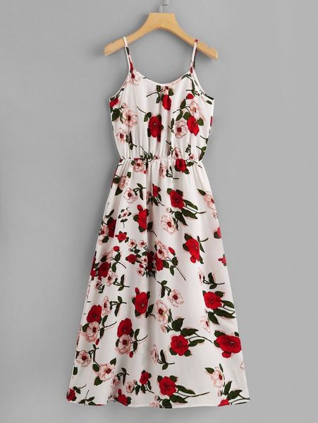 floral print cami sundress 58x6#, Black;gray