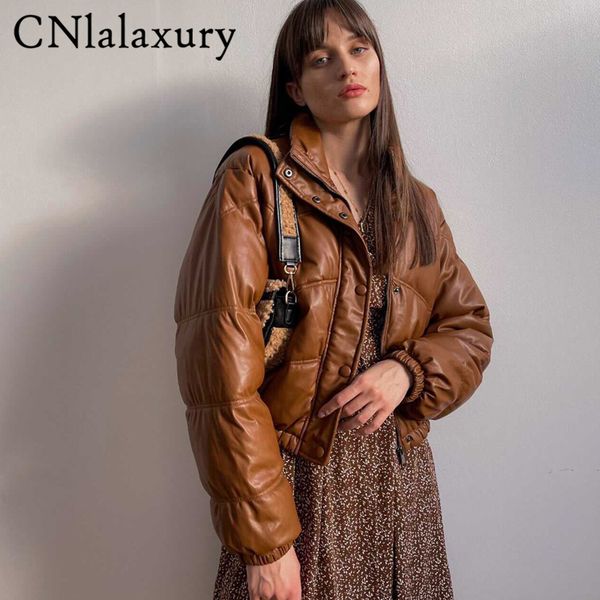 cnlalaxury winter thick warm pu leather parkas women short coats ladies fashion loose padded cotton jackets outwear female 220809, Black;brown
cnlalaxury winter thick warm pu leather parkas women short coats ladies fashion loose padded cotton jackets outwear female 220809, Black;brown