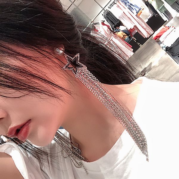 925 silver needle long high profile diamond tassel pentagram earrings super flash european and american personalized earrings online influen, Golden
925 silver needle long high profile diamond tassel pentagram earrings super flash european and american personalized earrings online influen, Golden