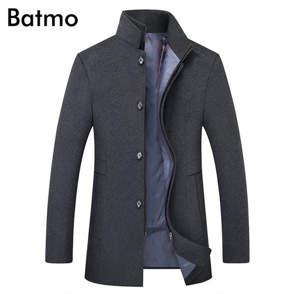 batmo arrival winter wool thicked trench coat menmen's gray wool jackets plus-size m-6xl1818 201222, Black