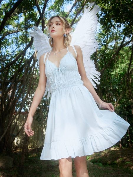 romwe pom pom ruffle hem tie backless dress j5k4#, Black;gray
romwe pom pom ruffle hem tie backless dress j5k4#, Black;gray