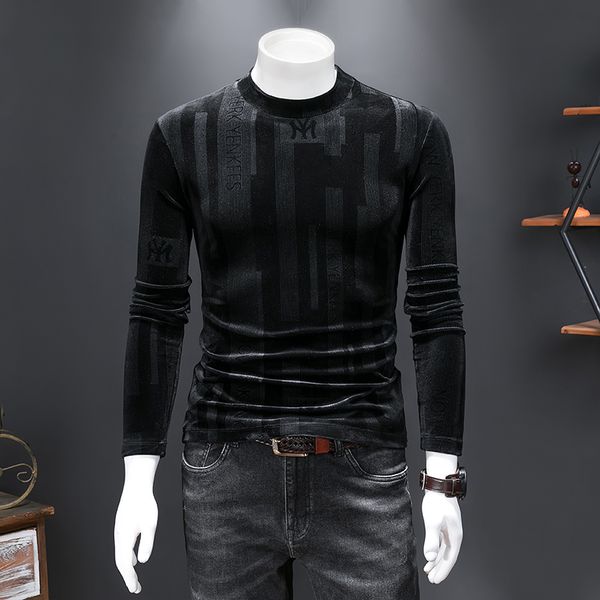 high-end fashion men's long-sleeved t-shirts autumn 2022 gold velvet ins embroidery printing youth handsome bottoming shirts, White;black
high-end fashion men's long-sleeved t-shirts autumn 2022 gold velvet ins embroidery printing youth handsome bottoming shirts, White;black