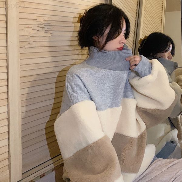 women's jackets designer wear color matching cashmere fashion sweater outside the high collar. plush thickened 2021 new autumn and wint, Black;brown
women's jackets designer wear color matching cashmere fashion sweater outside the high collar. plush thickened 2021 new autumn and wint, Black;brown