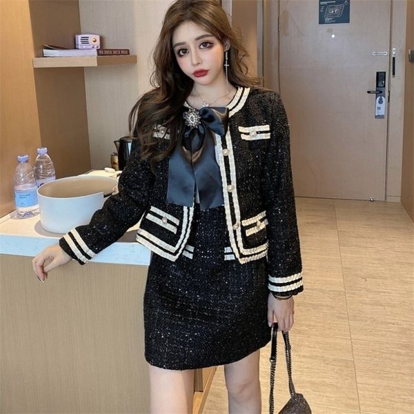 arrival runway fall winter womens sequins pearl buttons bow tie tweed jecket coat high waist skirt 2 piece set suit 220817, White
arrival runway fall winter womens sequins pearl buttons bow tie tweed jecket coat high waist skirt 2 piece set suit 220817, White