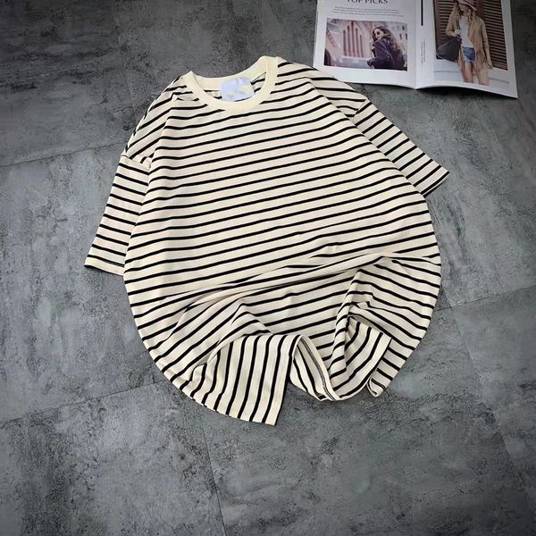 women's t-shirt designer 6040704 classic striped t-shirt simple back patch loose version trendy round neck short sleeve striped women k, White
women's t-shirt designer 6040704 classic striped t-shirt simple back patch loose version trendy round neck short sleeve striped women k, White