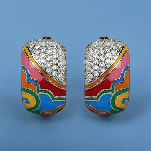 stud charlinliol earrings for women retro ethnic color handmade enamel party earring zircon inlaid epoxy jewelry, Golden;silver
stud charlinliol earrings for women retro ethnic color handmade enamel party earring zircon inlaid epoxy jewelry, Golden;silver