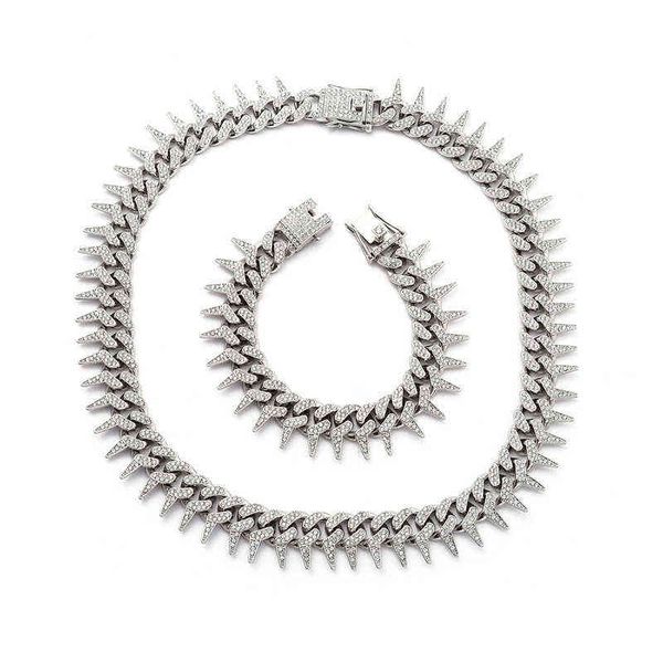 pendant necklaces hip hop style street trend men's and women's clothing with necklace 12mm barbed alloy diamond chain, Silver
pendant necklaces hip hop style street trend men's and women's clothing with necklace 12mm barbed alloy diamond chain, Silver