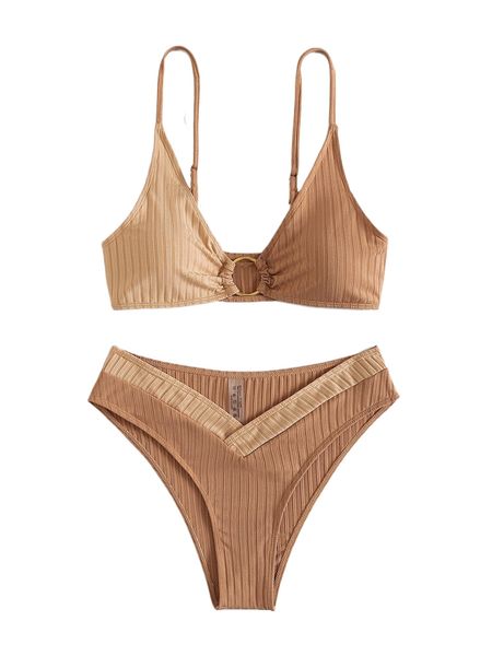 ring linked bikini swimsuit 49n4#, White;black 
ring linked bikini swimsuit 49n4#, White;black