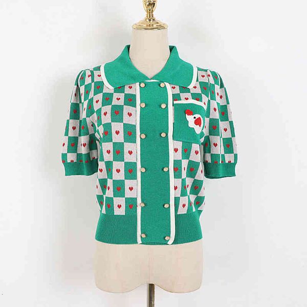 women's knits & tees lattice color matching love lapel knitted cardigan women's summer style foreign sweet double row button singl, White
women's knits & tees lattice color matching love lapel knitted cardigan women's summer style foreign sweet double row button singl, White