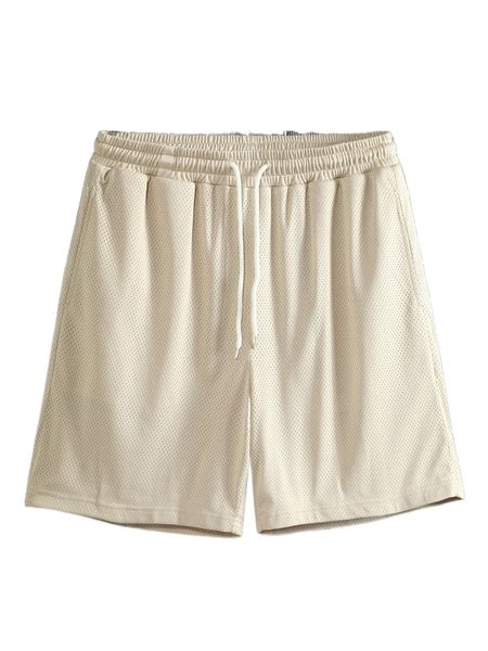 men solid drawstring waist shorts k4oq#, White;black