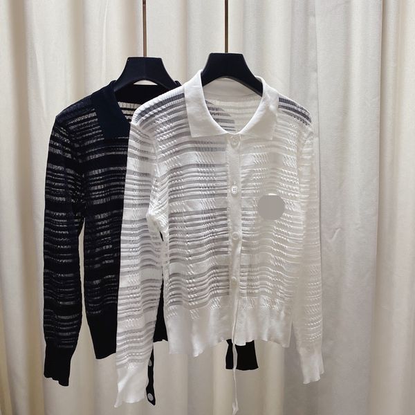 531 2022 runway summer brand same style sweater black white lapel neck long sleeve women's sweaters qian, White;black
531 2022 runway summer brand same style sweater black white lapel neck long sleeve women's sweaters qian, White;black