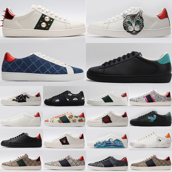 print stripe designer shoes grey white ace embroidered mens women genuine leather design sneakers luxury casual shoe, Black
print stripe designer shoes grey white ace embroidered mens women genuine leather design sneakers luxury casual shoe, Black