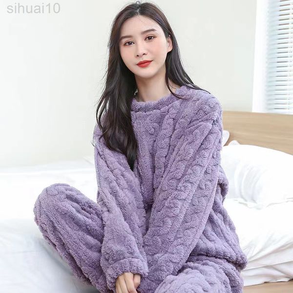 coral fleece pyjamas set women thick warm flannel nightwear round neck female pyjamas long sleeve full pants homewear l220803, Black;red
coral fleece pyjamas set women thick warm flannel nightwear round neck female pyjamas long sleeve full pants homewear l220803, Black;red