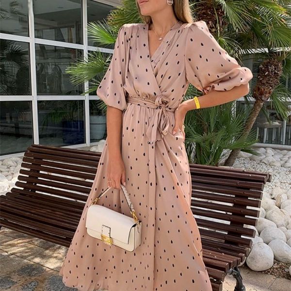 polka dot wrap satin dress for women elegant puff sleeve v neck a-line sashes party summer fashion split midi es 220425, White;black
polka dot wrap satin dress for women elegant puff sleeve v neck a-line sashes party summer fashion split midi es 220425, White;black