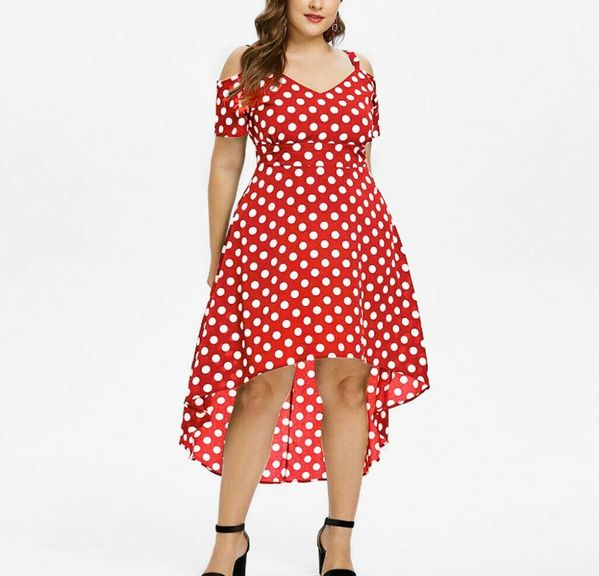 plus size women clothing summer dress sling strapless zipper polka-dot short-sleeved large swing elegant irregular appointment, Black
plus size women clothing summer dress sling strapless zipper polka-dot short-sleeved large swing elegant irregular appointment, Black