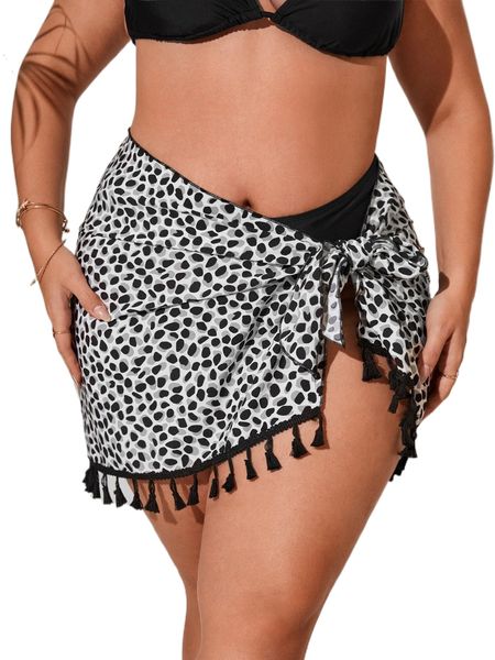 plus dalmatian print tassel trim cover up skirt without bikini panty u3hp#, Black
plus dalmatian print tassel trim cover up skirt without bikini panty u3hp#, Black