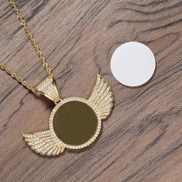 pendant necklaces 30mm round wing custom memory medallion picture necklace diy po zirconia plastic cover hip hop jewelry frame onlypendant, Silver
pendant necklaces 30mm round wing custom memory medallion picture necklace diy po zirconia plastic cover hip hop jewelry frame onlypendant, Silver