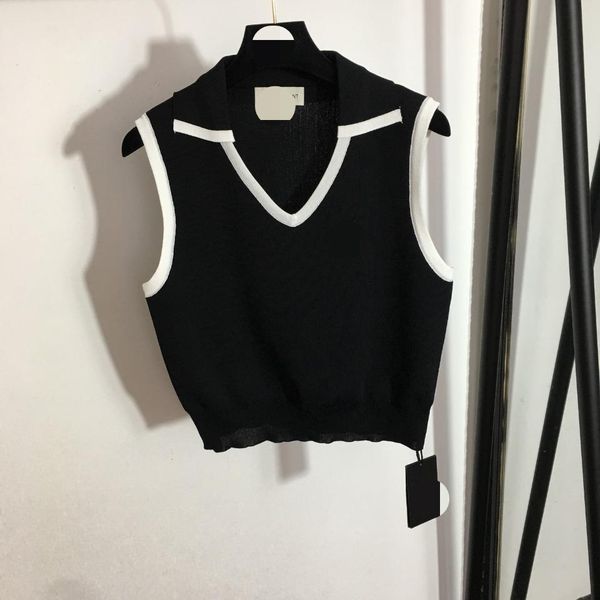 713 2021 milan runway spring brand same style sweater sleeveless crew neck black fashion clothes womens meiyi, White;black
713 2021 milan runway spring brand same style sweater sleeveless crew neck black fashion clothes womens meiyi, White;black