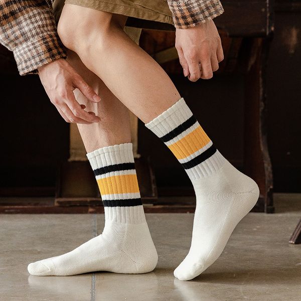 cotton striped men's socks japanese tooling terry socks three-bar skateboard breathable sports socks, Black
cotton striped men's socks japanese tooling terry socks three-bar skateboard breathable sports socks, Black