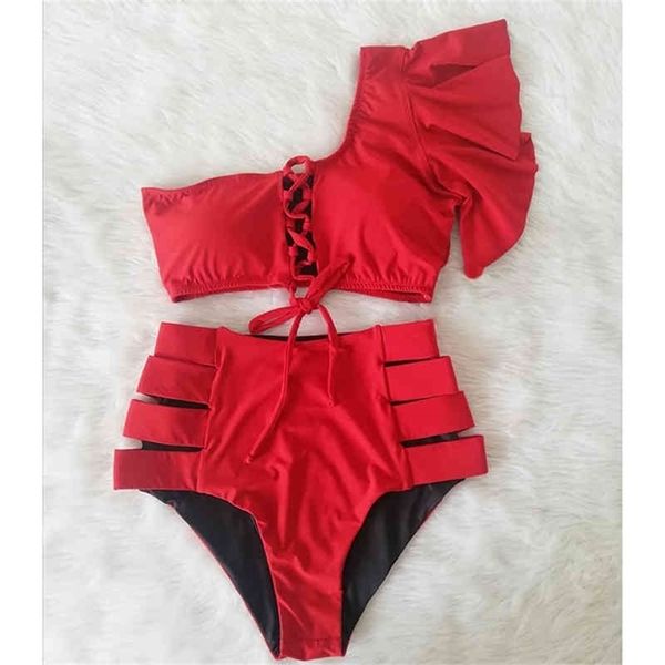 2021 women high waist bikini swimsuit swimwear female one shoulder ruffle biquini bikini set bathing suit bather 210319, White;black
2021 women high waist bikini swimsuit swimwear female one shoulder ruffle biquini bikini set bathing suit bather 210319, White;black