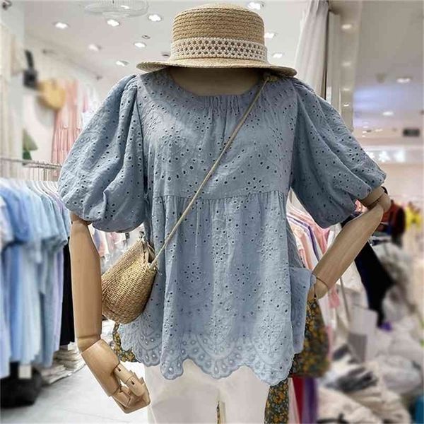 summer arrival solid embroidery hollow out women's shirt pullover short puff sleeve a-line cotton 210602, White
summer arrival solid embroidery hollow out women's shirt pullover short puff sleeve a-line cotton 210602, White