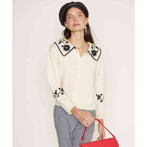 women's sweaters ri wool knitted cardigan french sweet lapel embroidery embroidered loose sweater spring and autumn women zmoj, White;black
women's sweaters ri wool knitted cardigan french sweet lapel embroidery embroidered loose sweater spring and autumn women zmoj, White;black