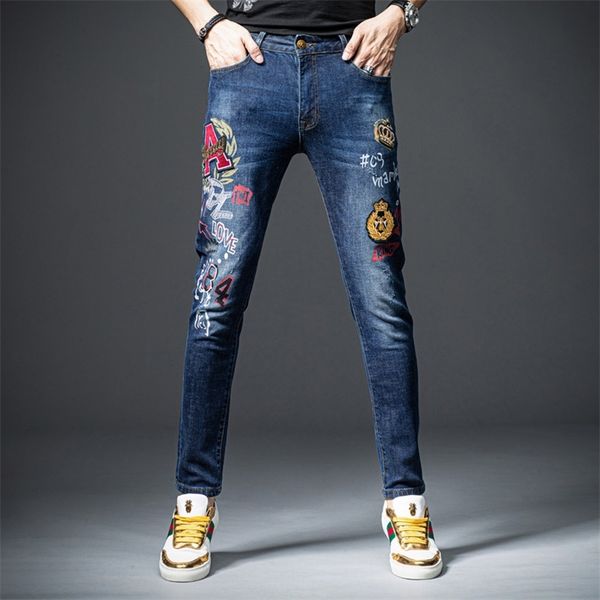 embroidery men jeans fantastic patterns quality brand slim elastic comfortable hiphop pants multiple styles trousers 201128, Blue
embroidery men jeans fantastic patterns quality brand slim elastic comfortable hiphop pants multiple styles trousers 201128, Blue