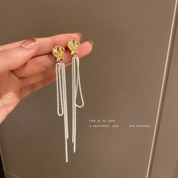 925 silver needle korean retro elegant mori earrings geometric sparkling long earrings frosty style eardrop women, Golden
925 silver needle korean retro elegant mori earrings geometric sparkling long earrings frosty style eardrop women, Golden