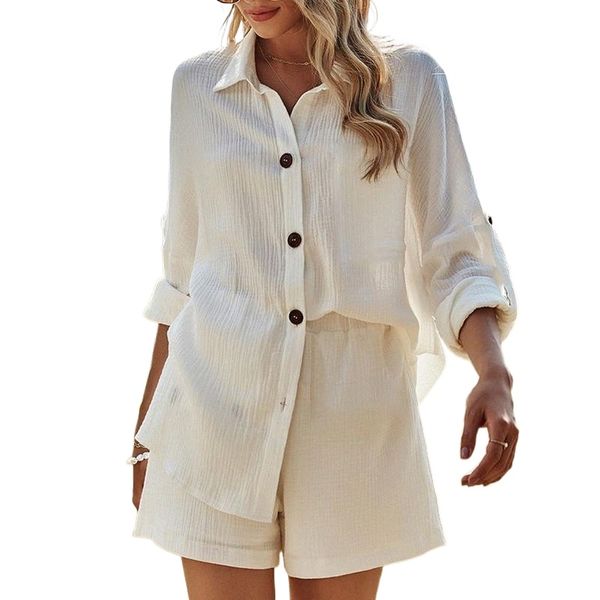 women's tracksuits spring summer two piece set tracksuit casual outfit suits women white shirt blouse cotton linen shorts pants 2 sets, Gray
women's tracksuits spring summer two piece set tracksuit casual outfit suits women white shirt blouse cotton linen shorts pants 2 sets, Gray