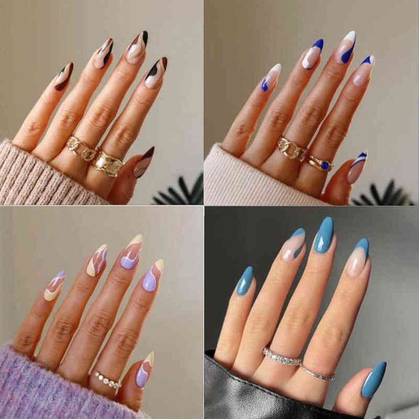 false nails 5boxs oval head colorblock wave fake almond artificial nail art full cover press on diy manicure tools 0616
false nails 5boxs oval head colorblock wave fake almond artificial nail art full cover press on diy manicure tools 0616