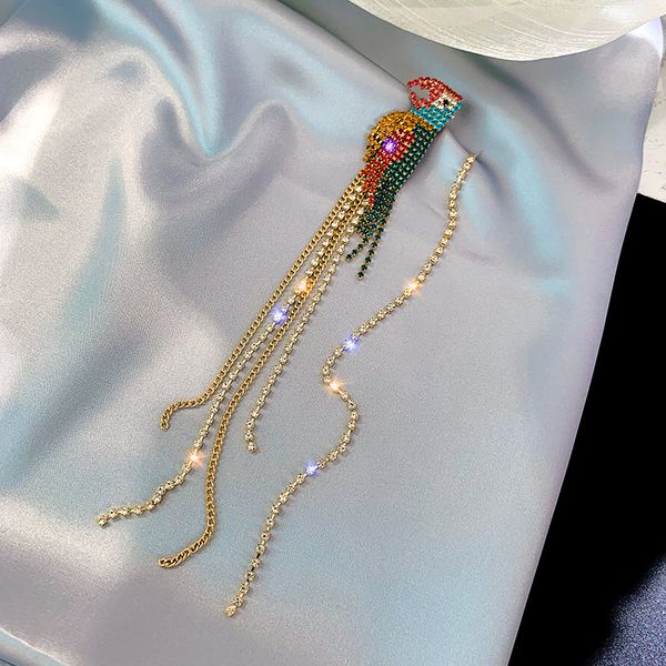 925 silver needle european and american exaggerated diamond parrot earrings internet celebrity asymmetric tassel earrings super flash gracef, Golden
925 silver needle european and american exaggerated diamond parrot earrings internet celebrity asymmetric tassel earrings super flash gracef, Golden