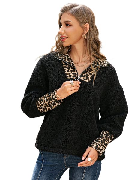 simplee drop shoulder leopard pattern half zipper placket teddy sweatshirt a6tq#, Black
simplee drop shoulder leopard pattern half zipper placket teddy sweatshirt a6tq#, Black