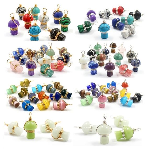 20pc wire wrap natural stone carved mushroom bead charms quartz agate crystal amethysts tiger eye pendant for jewelry making, Bronze;silver
20pc wire wrap natural stone carved mushroom bead charms quartz agate crystal amethysts tiger eye pendant for jewelry making, Bronze;silver