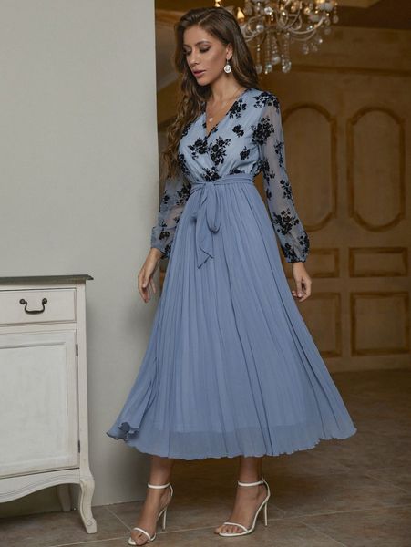 floral print overlap collar lantern sleeve pleated hem belted dress z9i2#, Black;gray
floral print overlap collar lantern sleeve pleated hem belted dress z9i2#, Black;gray