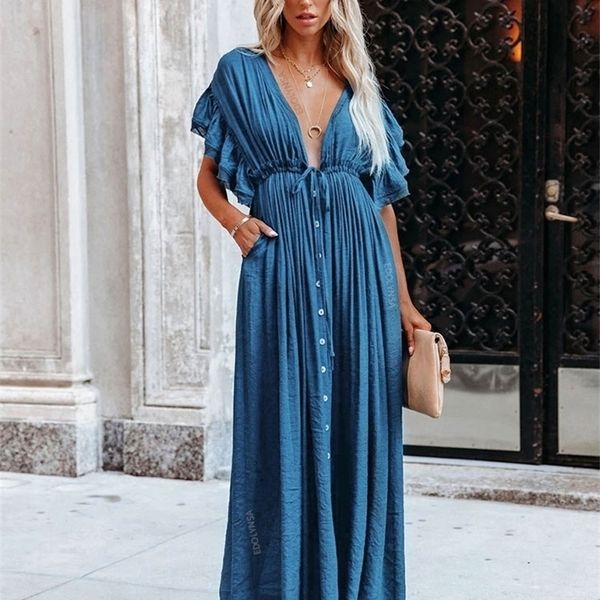 deep v-neck butterfly sleeve self belted high waist button front open summer beach dress whitetunic women beachwear q1208 220510, Black;gray
deep v-neck butterfly sleeve self belted high waist button front open summer beach dress whitetunic women beachwear q1208 220510, Black;gray