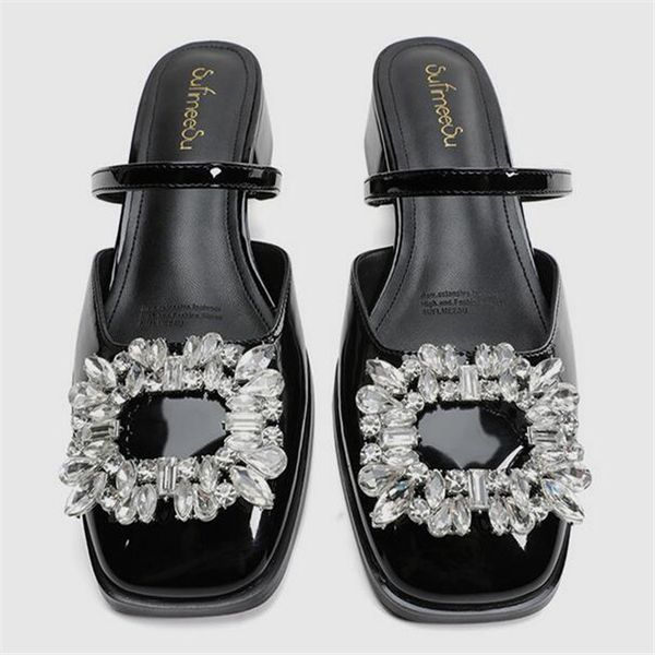 heels sandal slippers designer new summer fashion women crystal square toes sandals ladies baotou slides elegant shoes, Black
heels sandal slippers designer new summer fashion women crystal square toes sandals ladies baotou slides elegant shoes, Black