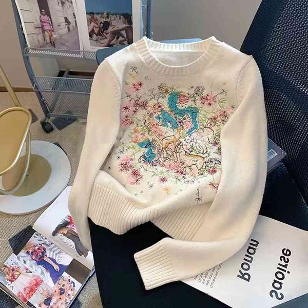 women's hoodies sweatshirts autumn and winter niche design color flower animal embroidery versatile round neck sweater women, Black
women's hoodies sweatshirts autumn and winter niche design color flower animal embroidery versatile round neck sweater women, Black