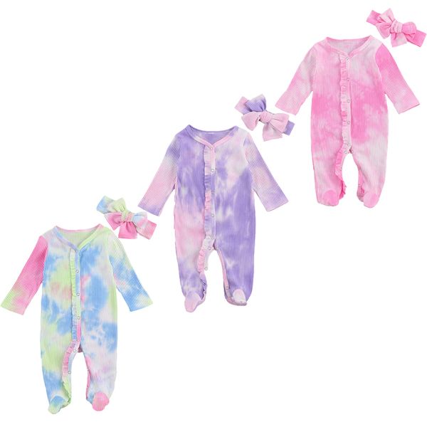 focusnorm born baby girl tie dye rompers ruffles long sleeve single breasted jumpsuits headband 3 colors 220525, Blue
focusnorm born baby girl tie dye rompers ruffles long sleeve single breasted jumpsuits headband 3 colors 220525, Blue
