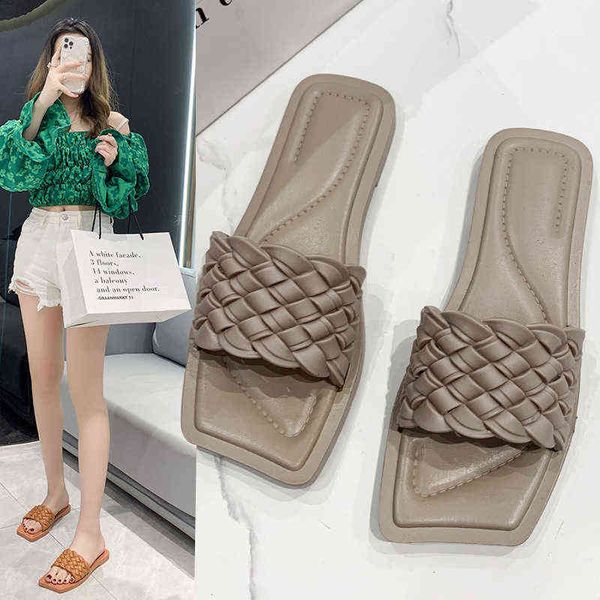 style slippers women's 2022 summer one-line woven belt wear light sandals korean lazy beach shoes, Black
style slippers women's 2022 summer one-line woven belt wear light sandals korean lazy beach shoes, Black