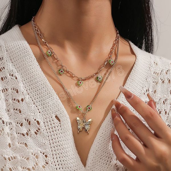 bohemian gold color multi-layers flower beads big butterfly pendant necklace jewelry, Silver
bohemian gold color multi-layers flower beads big butterfly pendant necklace jewelry, Silver
