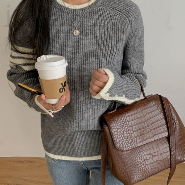 women's knits & tees designer thick needle pullover college style four bar thick sweater autumn and winter new temperament slim round n, White
women's knits & tees designer thick needle pullover college style four bar thick sweater autumn and winter new temperament slim round n, White