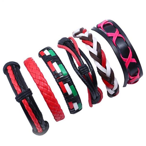 fashion braid series men woman cowhide bracelet diy beaded strands red yellow green combination suit bracelet 6styles/1set, Black
fashion braid series men woman cowhide bracelet diy beaded strands red yellow green combination suit bracelet 6styles/1set, Black