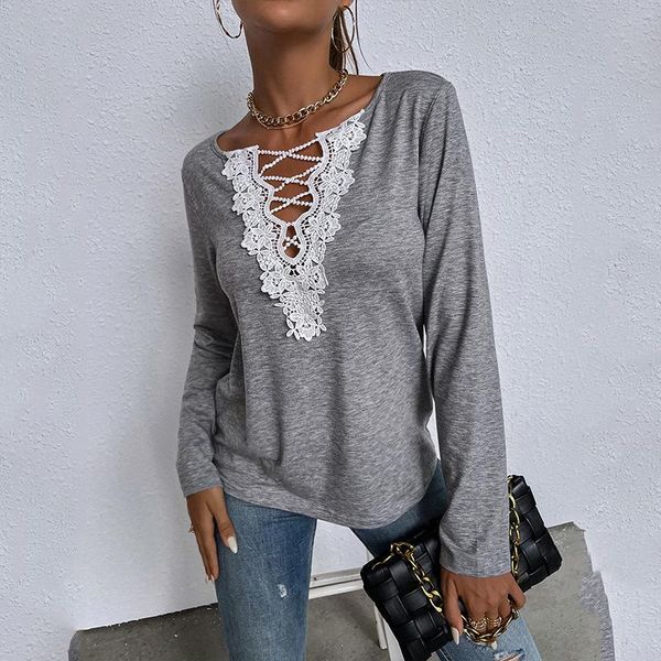 women's t-shirt 2022 autumn and winter women's loose long sleeve v-neck pullover solid color leisure for women, White
women's t-shirt 2022 autumn and winter women's loose long sleeve v-neck pullover solid color leisure for women, White