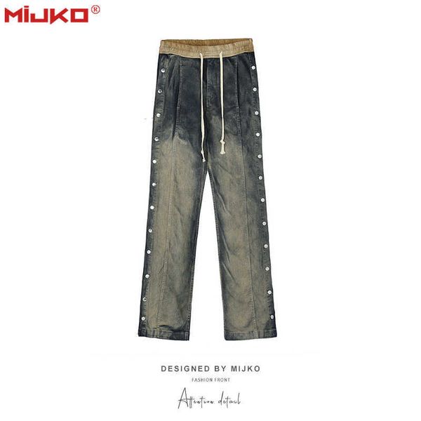 men's jeans mijko men's and women's new drawstring elastic pants with full open side buttons men's and women's same, Blue
men's jeans mijko men's and women's new drawstring elastic pants with full open side buttons men's and women's same, Blue