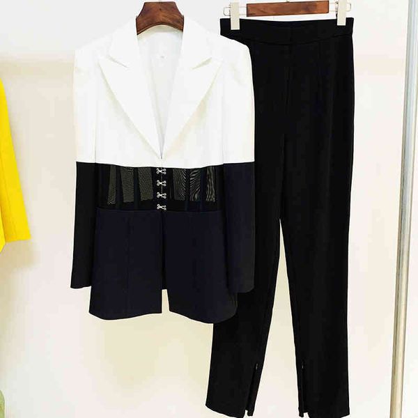 women's two piece pants 2022 star style personalized contrast color perspective stitching suit jacket + leggings two-piece set 8xnm, White
women's two piece pants 2022 star style personalized contrast color perspective stitching suit jacket + leggings two-piece set 8xnm, White