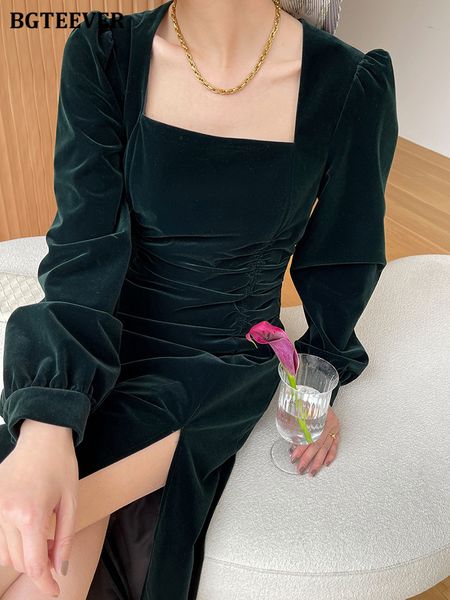 elegant square collar velvet dress for women full sleeve slim waist split female dress vintage 2022 spring vestidos, Black;gray
elegant square collar velvet dress for women full sleeve slim waist split female dress vintage 2022 spring vestidos, Black;gray