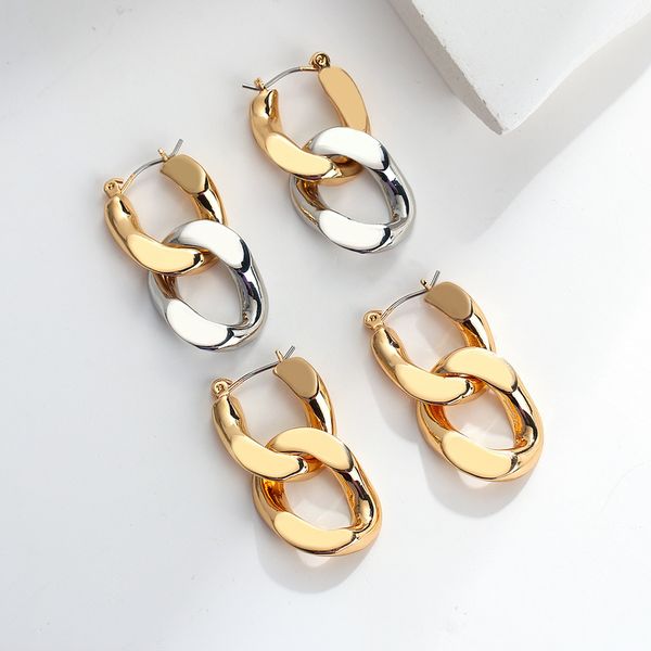 simple twisted cuban chain hoop earrings for women statement detachable two color hanging fashion jewelry 220716, Golden;silver
simple twisted cuban chain hoop earrings for women statement detachable two color hanging fashion jewelry 220716, Golden;silver