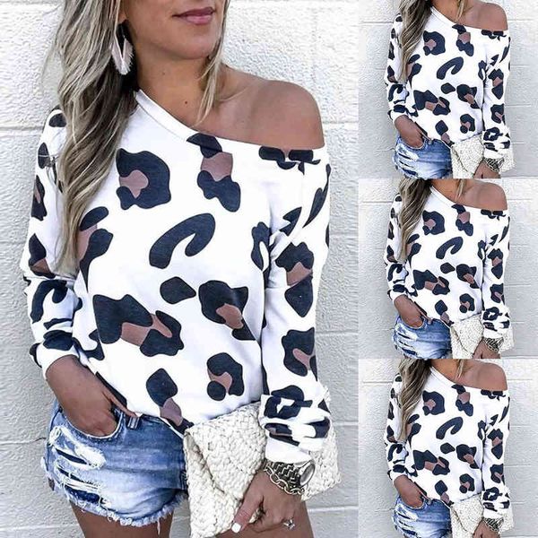 women's t-shirt autumn 2022 leopard print loose off shoulder sweater long sleeve t-shirt 40ge, White
women's t-shirt autumn 2022 leopard print loose off shoulder sweater long sleeve t-shirt 40ge, White