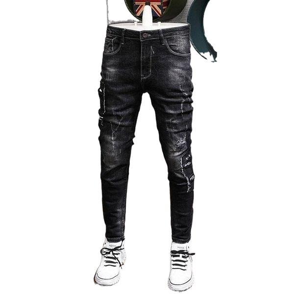 men's jeans ly designer fashion men black color elastic slim fit ripped denim pants korean style hip hop long trousers1 m6zz#, Blue
men's jeans ly designer fashion men black color elastic slim fit ripped denim pants korean style hip hop long trousers1 m6zz#, Blue